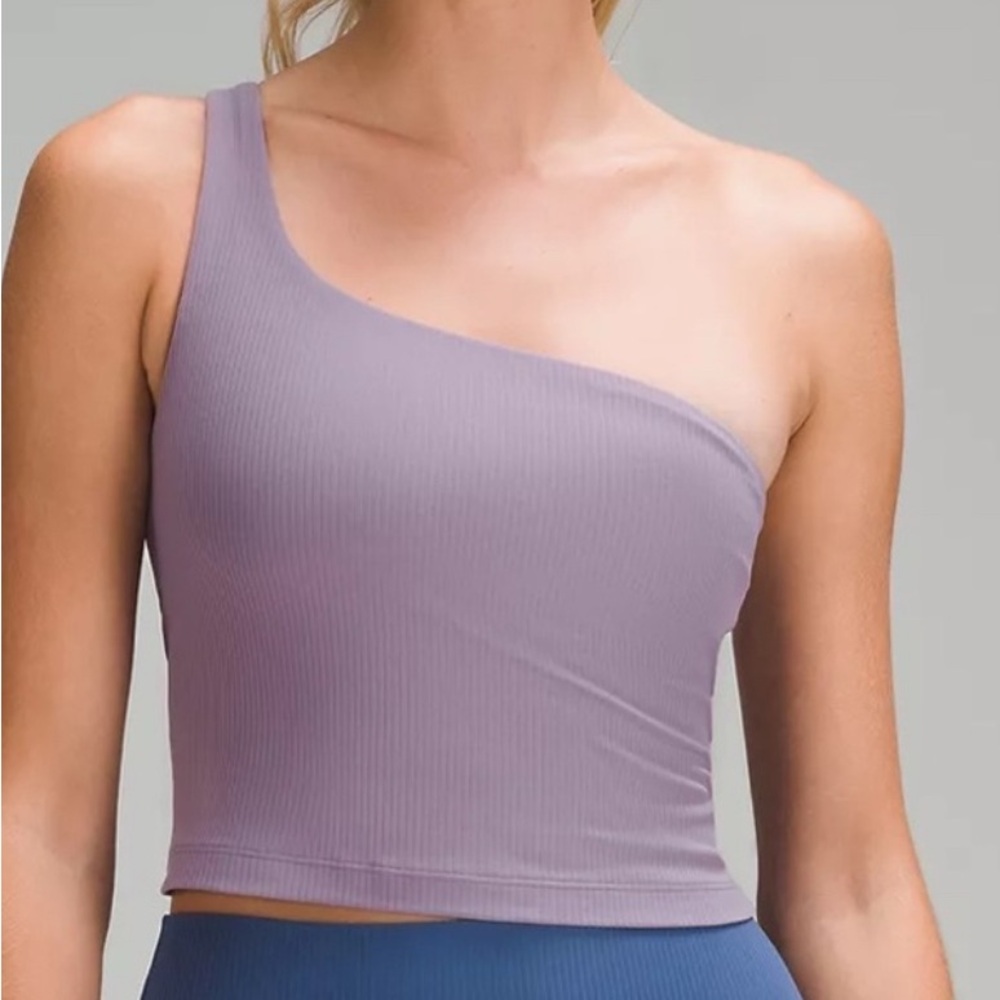 LULULEMON Ribbed Nulu Asymmetrical Yoga Tank Top | Purple Ash | Size 2